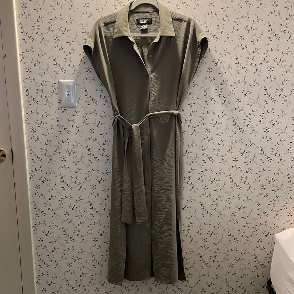 DKNY Sage Green Buttoned Maxi Dress